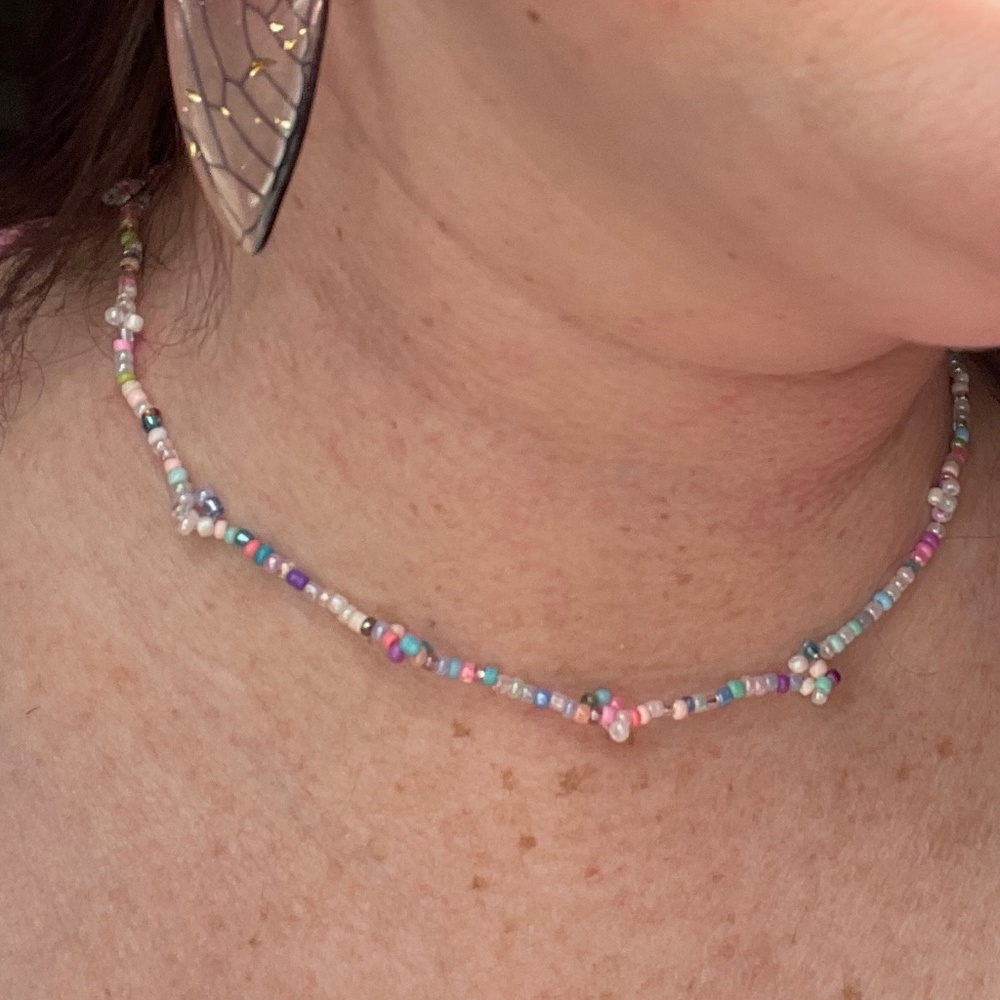 Pastel Seashell seed bead necklace